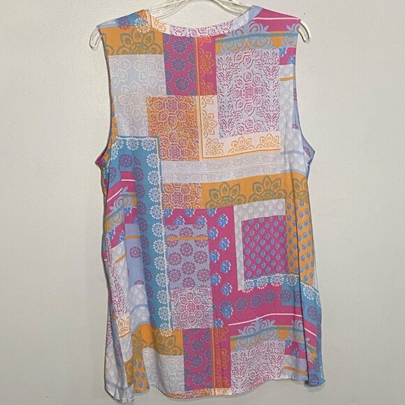 J Jill Womens XL Sleeveless Patchwork Print Rayon Tunic - Picture 3 of 7